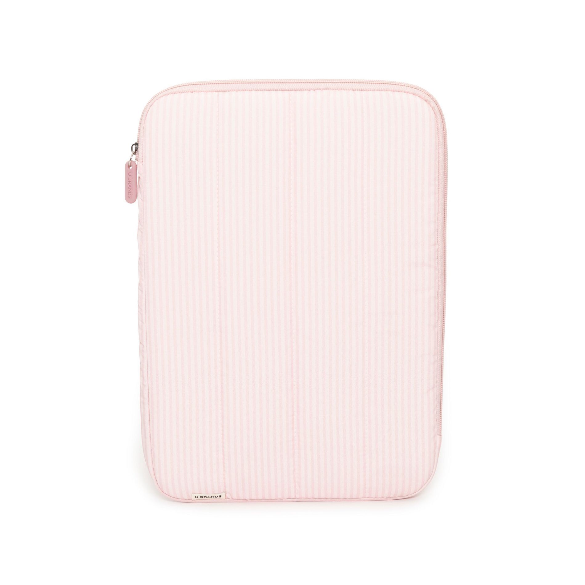 U Brands Medium Nylon Puffer Laptop Pouch Pink Stripe