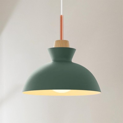 Rennnsan Veorix 11"W 1-Light Dome Wood Modern Dimmable Pendant