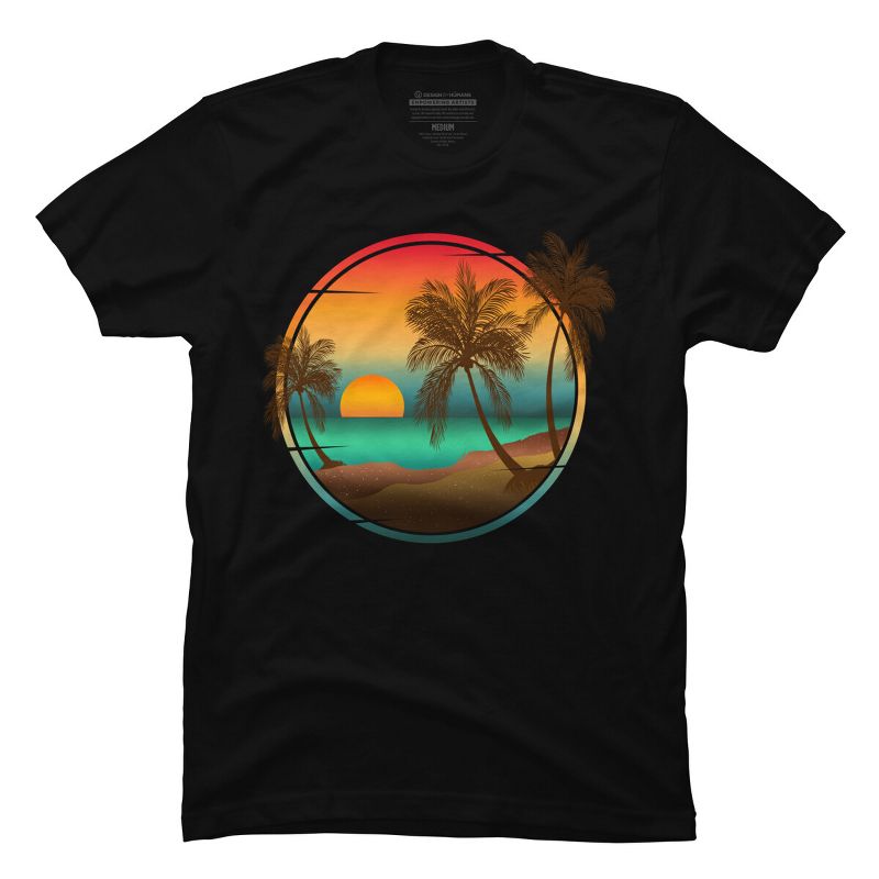 Men's Design By Humans VINTAGE NATURE SUNSET PALM TREES By punsalan T-Shirt, 1 of 3