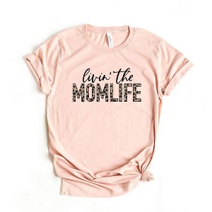 Simply Sage Market Women's Livin' The Mom Life Leopard Short Sleeve Graphic Tee - 1 of 3