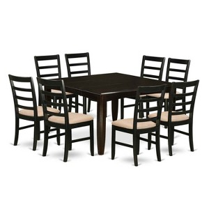 HomeStock 9-Piece Square Cappuccino Finish Solid Wood Top Dining Table with 8-Chairs - 1 of 4