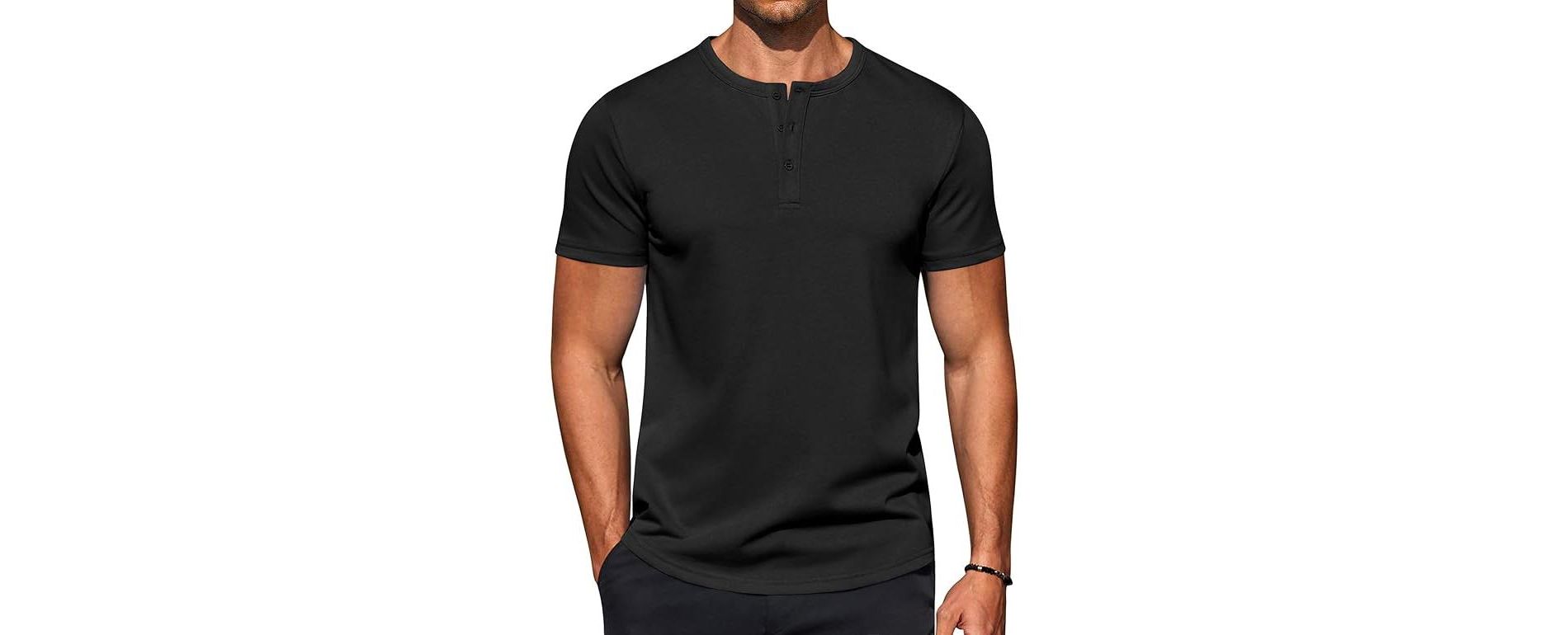 COOFANDY Men's Casual Henley T-Shirts Summer Short Sleeve Cotton Shirts Basic Button Tee Tops