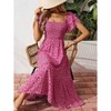 Coolmee Womens Summer Casual Floral Maxi Dress Square Neck Ruffle Short Sleeve Smocked High Waist A Line Wedding Guest Dresses - 2 of 4