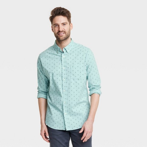 Men's Every Wear Long Sleeve Button-Down Shirt - Goodfellow & Co™ Aqua  Green S