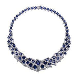 Guili 14K Yellow or Blue Gold-Plated Necklace featuring Blue Sapphire & Geometric Cluster, designed with intricate detailing for a chic finish. - 1 of 3