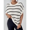 Womens Summer Short Sleeve Pullover Sweater Casual Tops Cap Sleeve Stripped Crew Neck Lightweight Sweater Vest Ribbed Knit Pullover Tops - 3 of 4
