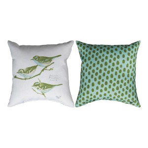 Ferns & Mushrooms Pillow 12" – Climaweave Fabric Botanical by Manual Woodworkers and Weavers - 1 of 3