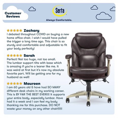 Chestnut Brown Bonded Leather Ergonomic Executive Chair with Adjustable Arms