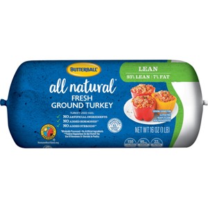 Butterball All Natural Fresh 93/7 Ground Turkey Roll - 1lb - 1 of 4