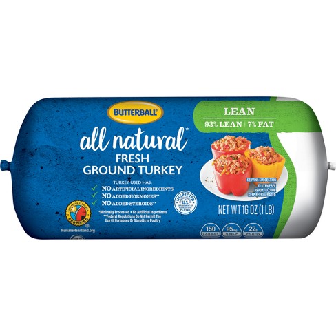 Butterball All Natural Fresh 93/7 Ground Turkey Roll - 1lb : Target