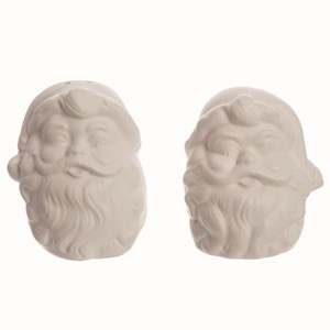 Transpac Christmas Elegant Santa Face Dolomite Salt and Pepper Shakers Collectables Off-White 3 in. Set of 2 - 1 of 3