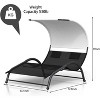 Chaise Lounge with Canopy,Extra Large 2-Person Outdoor Sunbed, Patio Lounge Chair with Adjustable Headrests & Sturdy Metal Frame for Pool, Backyard - 3 of 4