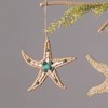 NAYSAYE Wooden and Shell Beaded Starfish Ornament Brown and Blue for Holiday Coastal Home Festival Decor, Brown, 5"*0.3"*5" - 2 of 4