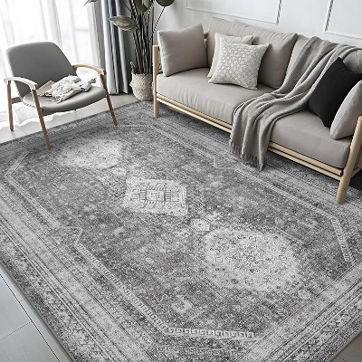 ABYNOW Area Rug Machine Washable Rug, Non Slip Indoor Vogue Area Rugs, 5x7FT, GREY