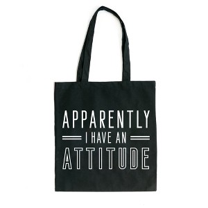 City Creek Prints Apparently I Have An Attitude Canvas Tote Bag - 15x16 - Black - 1 of 2