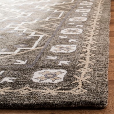 Handmade Tufted Brown and Taupe Wool Square Area Rug