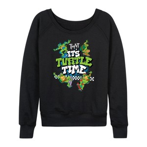 Women's - Teenage Mutant Ninja Turtles - It's Turtle Time Lightweight French Terry Wide Neck Long Sleeve Shirt - 1 of 4