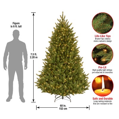 7.5' Green Fir Artificial Christmas Tree with Clear Lights