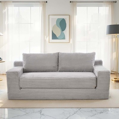 70" Modern Corduroy Sleeper Sofa with 2 Pillows, Loveseat Sofa Bed, Compact Sofa Bed for Small Apartment or Living Room – The Pop Home