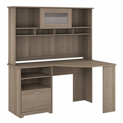 Cabot 60W Corner Desk with Hutch Ash Gray - Bush Furniture