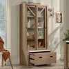 Sauder Dixon City 2 Door with Adjustable Shelves and Legal Hanging Files Brushed Oak: Pebbled White Accent, Safety-Tempered Glass, Metal Hardware - image 2 of 4