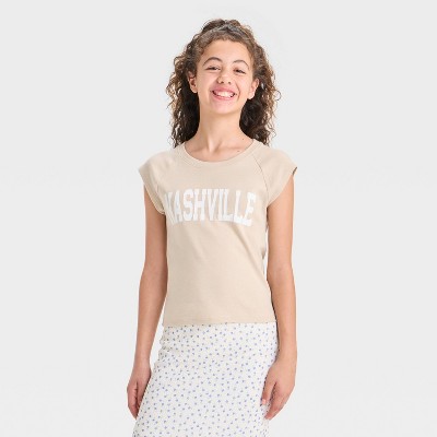 Girls' Raglan Cap Sleeve Graphic T-Shirt - art class™