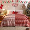 Coucheta Christmas Reversible Quilt Set, Boho Bedding Coverlet with Christmas Tree Reindeer Snowflakes Print, Soft Lightweight Bohemian Bedspread - 2 of 4