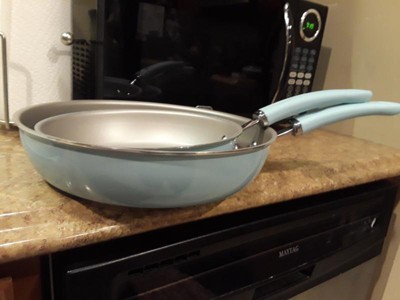 Rachael Ray Twin Pack Hard-anodized Nonstick Skillet Set With Handles -  Gray With Agave Blue : Target