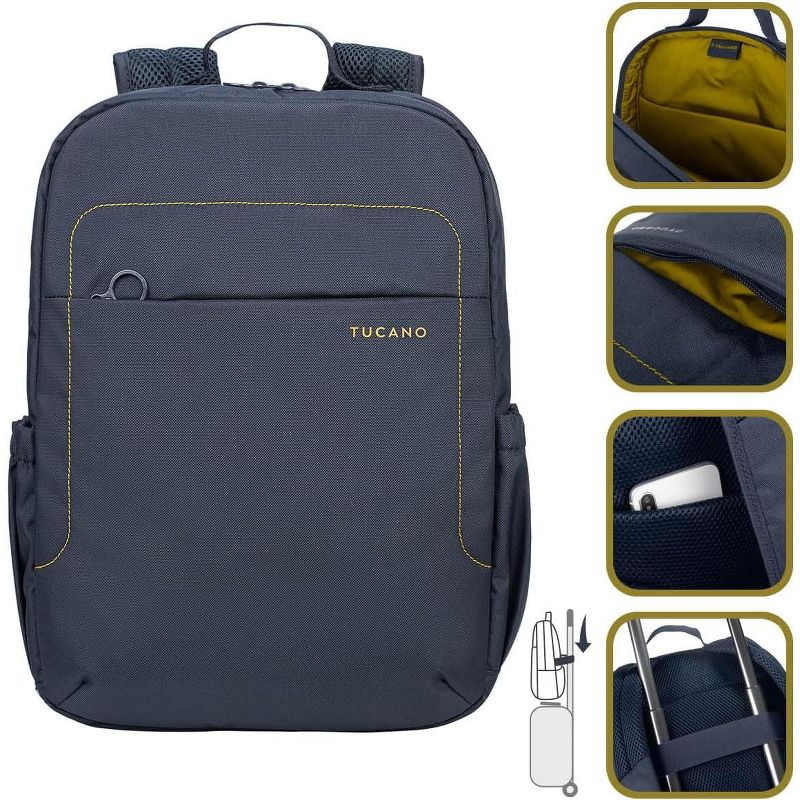 Tucano Lup Backpack in Technical Fabric for Notebook 13.3"/14, MacBook Air 13"/MacBook PRO 13"/MacBook PRO 14". Padded pocket inside Blue, 3 of 10