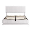 CAVINAS Queen Size Bed with Hydraulic Storage System and LED Light, Modern Platform Bed with Sockets and USB Ports, Upholstered Platform, White - 3 of 4