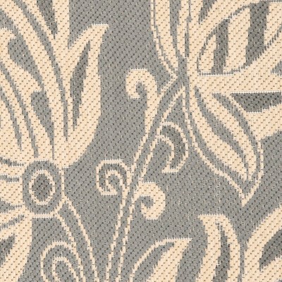 Gray and Natural Floral Motif Outdoor Area Rug 5' x 7'