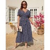 Floral Dresses for Women Elegant Loose Slit Dress Summer Beach Holiday Leisure Long Dresses High Waist Print - 4 of 4