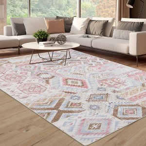 Vintage Area Rug Bohemian Washable Rug Soft Low Pile Rugs for Living Room Bedroom Dining Room - 1 of 4