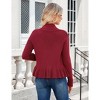 Women's Tie Front Cardigan with Ruffled Hem Lapel Neck Long Sleeve Knit Sweater - 4 of 4