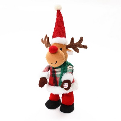 LuxenHome Animated Singing 16" Tall Moose Holiday Decoration, Battery Operated Multicolored