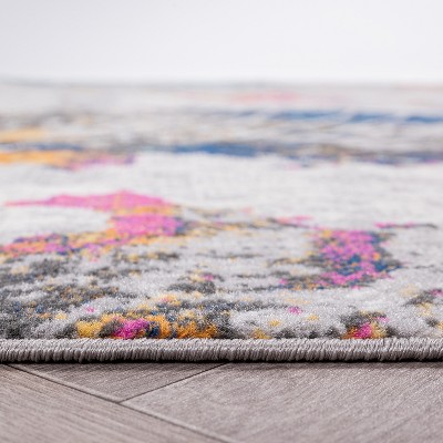 Contemporary Multi-Color Floral Rectangular Synthetic Area Rug 5' x 7'