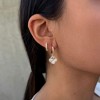 Adornia 14k Gold Plated Halo White Mother of Pearl Clover CZ Huggie Set - 2 of 4