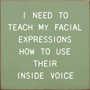 Slickblue Funny Facial Expression Wood Sign – Inside Voice Quote – 7x7 Rustic Wall Decor, Color Options - 1 of 3