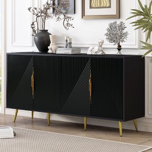 NicBex Stylish Buffet Cabinet with Storage Minimalist Kitchen Sideboard with Wave Geometric Design, Conical Legs, Adjustable Shelves - 1 of 4