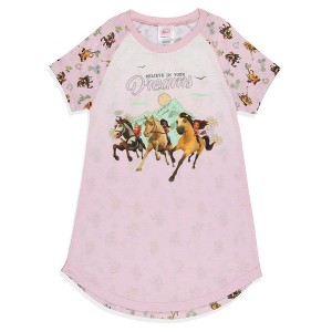 Girls' Spirit Untamed Movie Believe In Your Dreams Nightgown Sleep Pajama Pink - 1 of 4