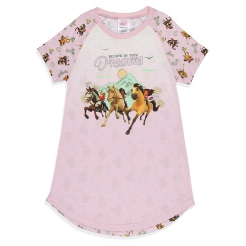 Girls Spirit Untamed Movie Believe In Your Dreams Nightgown Sleep Pajama Pink Target