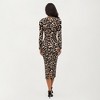 Anna-Kaci Women's Long Sleeve Leopard Print Bodycon Midi Dress with Crew Neck and Stretch Fit - 2 of 4