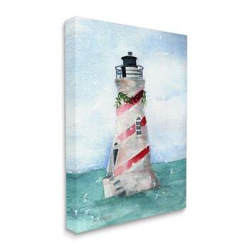 Stupell Industries Nautical Holiday Lighthouse Christmas Candy Cane Stripes