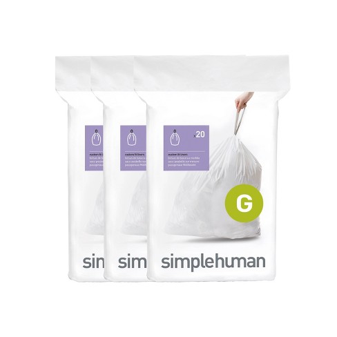 Simplehuman 30l 60ct Code G Custom Fit Trash Can Liner White : Target