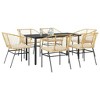 vidaXL - 7 Piece Poly Rattan Patio Dining Set with Cushions - Brown & Cream - 2 of 4