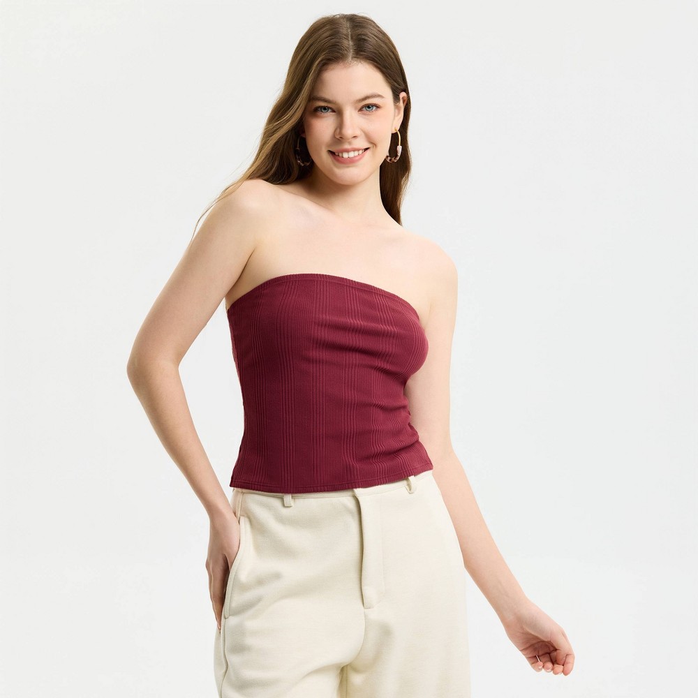 Women's Knit Tube Top - A New Day™ Dark Red XXL