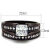 Slickblue Women's Clear CZ Square Wedding Ring Set - Silver/Dark Brown/Black Color Options, Stainless Steel, Size 5-11 - 3 of 4