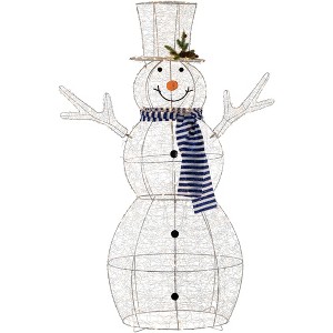 Northlight 48" LED Lighted Silver Mesh Snowman Outdoor Twinkling Christmas Decoration - 1 of 4