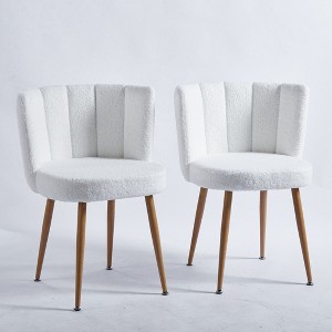 Modern Dining Chair Set of 2, with Iron Tube Wood Color Legs, Shorthair Cushions and Comfortable Backrest, for Dining Room, Living Room, Cafe - 1 of 4