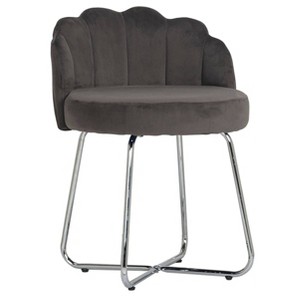 Catalina Metal Vanity Stool Dark Gray - Hillsdale Furniture: Chrome Legs, Velvet Upholstery, Bedroom & Bathroom Seating - 1 of 4
